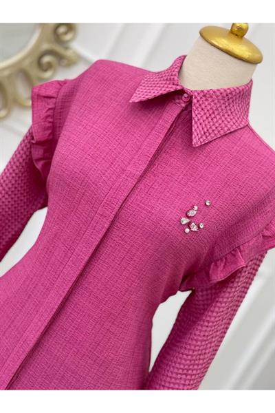 Kol Fır Fır Gofre Tunik 22005 pembe