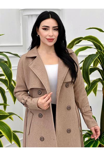 Kol Kemerli Kaşe Kaban 6009 Bej