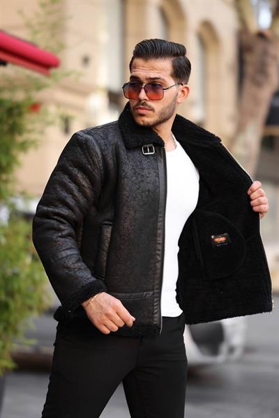 Kol Kürklü Mont 1054 T-24 Siyah