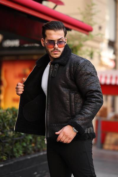 Kol Kürklü Mont 1054 T-24 Siyah