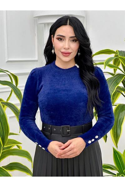 Kol Manjeti Düğmeli Kazak 7521 Lacivert