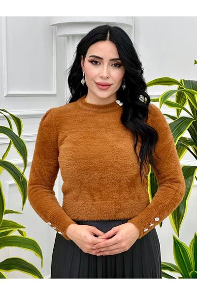 Kol Manjeti Düğmeli Kazak 7521 Taba
