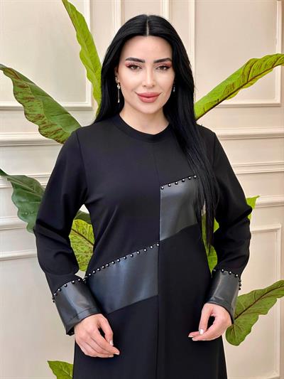 Kol Manşet Deri Elbise 2412 t-24 Siyah