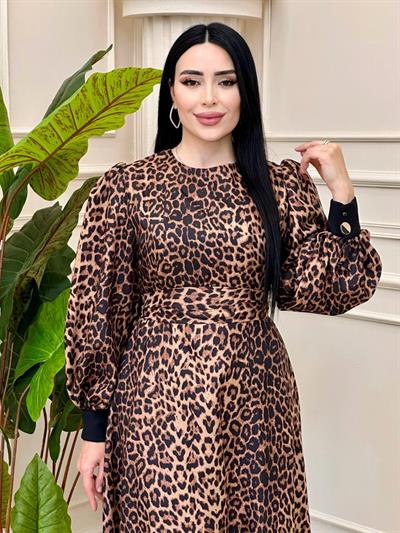 Kol Manşet Leopar Elbise 1783 t-24 Leopar