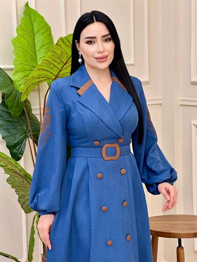 Kol Nakış Elbise 7033 e025 İndigo