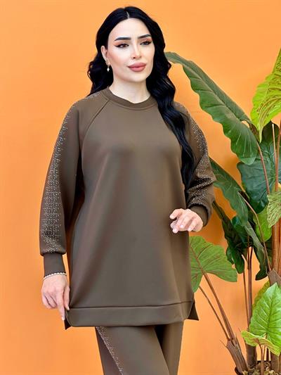 Kol Serpme Taş İkili Takım 14394 T-25 Kahverengi