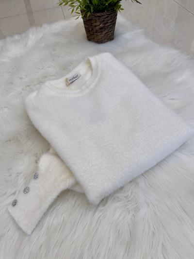 Kol Taş Düğme Angora Tunik 140125 T-25 Ekru