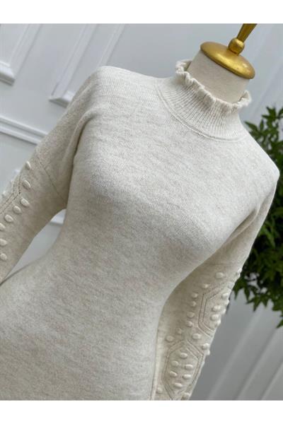 Kol Tomucuk Yumoş Tunik 7088 Ekru