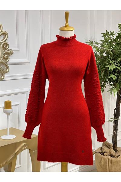 Kol Tomucuk Yumoş Tunik 7088 Kırmızı