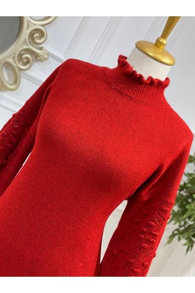 Kol Tomucuk Yumoş Tunik 7088 Kırmızı