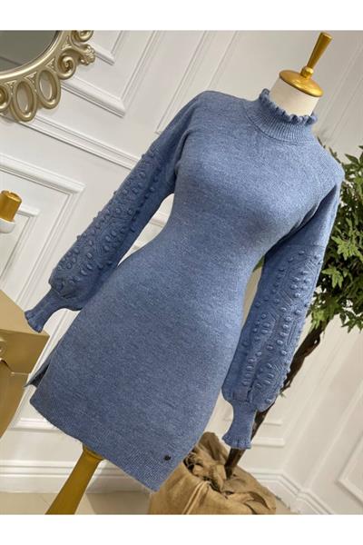 Kol Tomucuk Yumoş Tunik 7088 Mavi