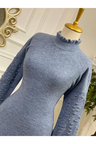 Kol Tomucuk Yumoş Tunik 7088 Mavi