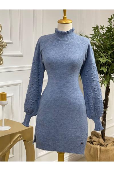 Kol Tomucuk Yumoş Tunik 7088 Mavi