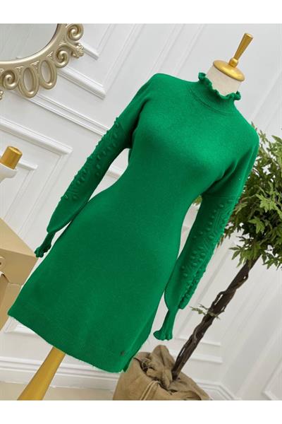 Kol Tomucuk Yumoş Tunik 7088 Yeşil