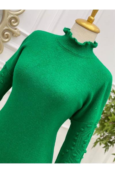 Kol Tomucuk Yumoş Tunik 7088 Yeşil