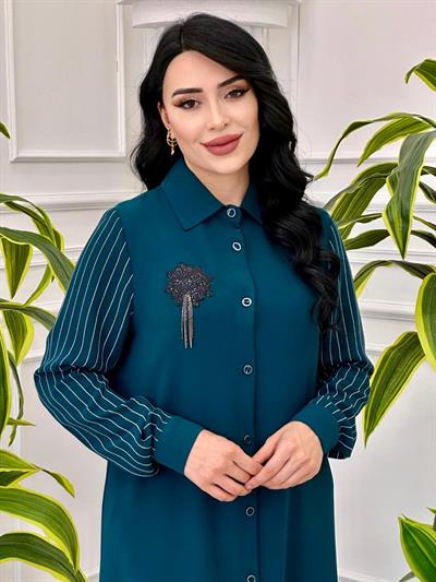 Kolları Çizgili Tunik 898 Tk-24 Zümrüt Yeşil