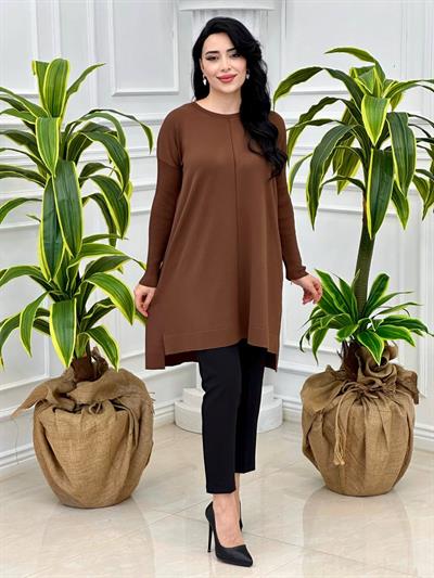 Kolları Fitilli Tunik 140128 T-24 Kahverengi