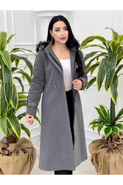 Kolları Şişme Kaşe Kaban 7318 Gri