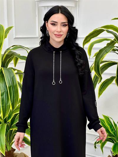 Kolu Halkalı Elbise 4018 T-24 Siyah