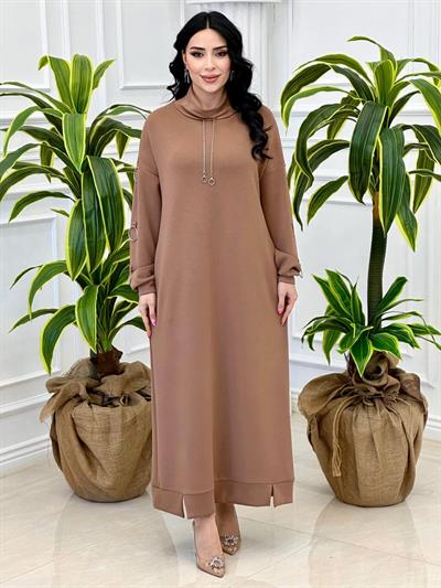 Kolu Halkalı Elbise 4018 T-24 Vizon
