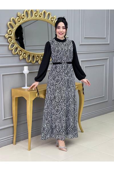 Kolu İpli Elbise 3411 Beyaz