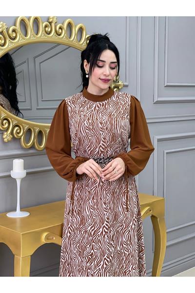 Kolu İpli Elbise 3411 Taba
