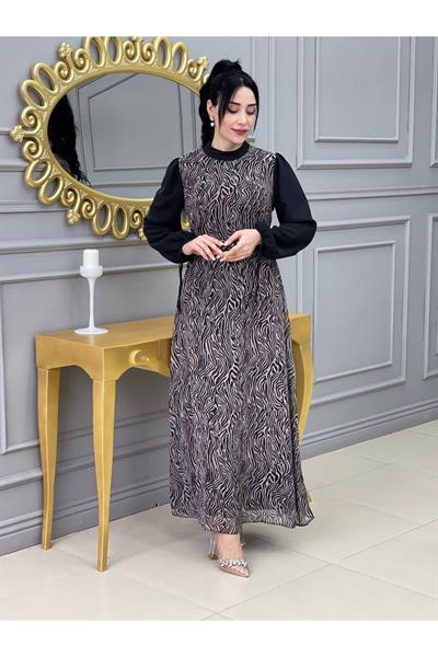 Kolu İpli Elbise 3411 Vizon