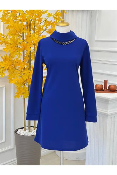 Kolye Detay Boğazlı Tunik 733 Saks