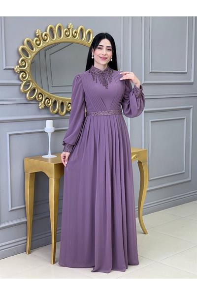 Kolye Drapeli Abiye 14840 Leylak