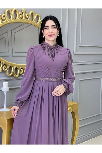 Kolye Drapeli Abiye 14840 Leylak