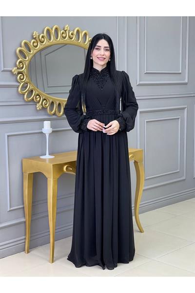 Kolye Drapeli Abiye 14840 Siyah