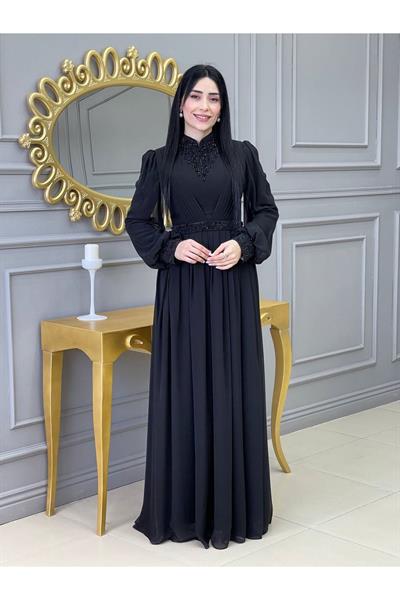 Kolye Drapeli Abiye 14840 Siyah