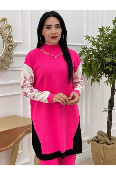 Kolyeli Triko Takım 9333 pembe