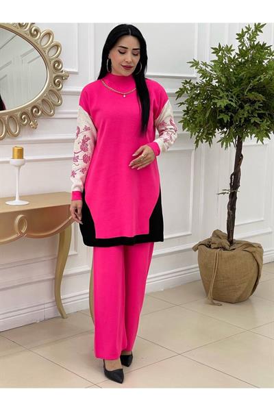 Kolyeli Triko Takım 9333 pembe