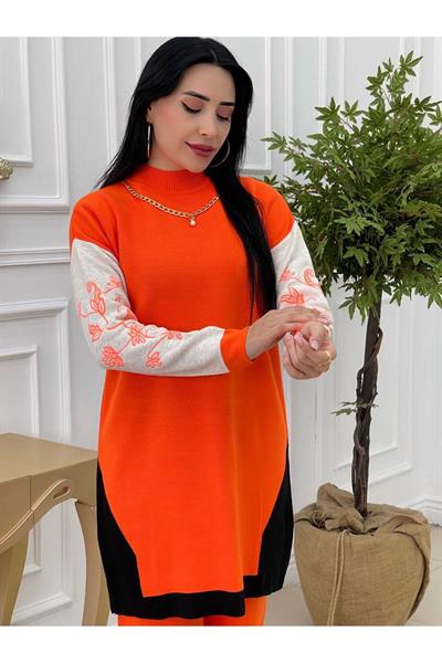 Kolyeli Triko Takım 9333 Turuncu