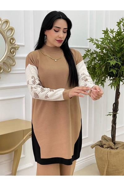 Kolyeli Triko Takım 9333 Vizon