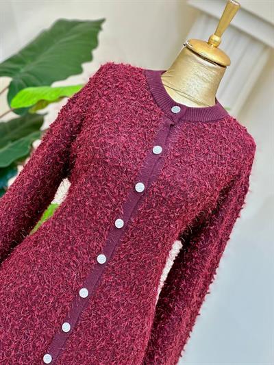 Korsman Pon Ponlu Sakallı Hırka 7760 T-25 Bordo