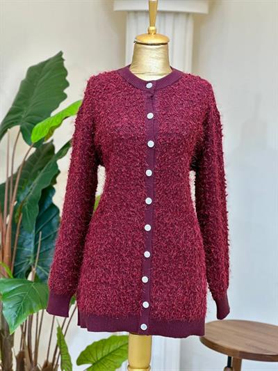 Korsman Pon Ponlu Sakallı Hırka 7760 T-25 Bordo