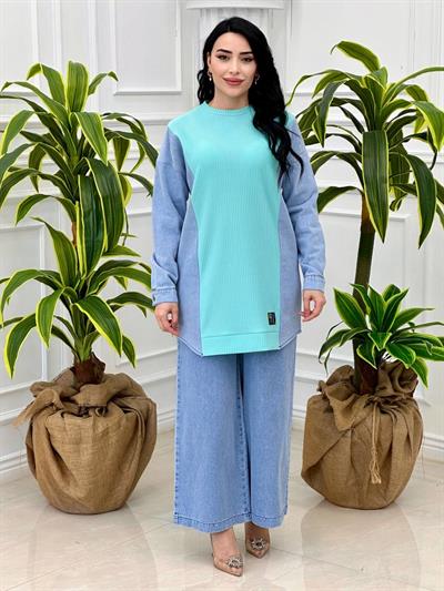 Kot Geçişli Spor Tunik 17807 T-24 Mint yeşili
