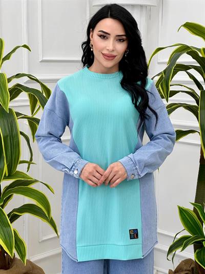 Kot Geçişli Spor Tunik 17807 T-24 Mint yeşili
