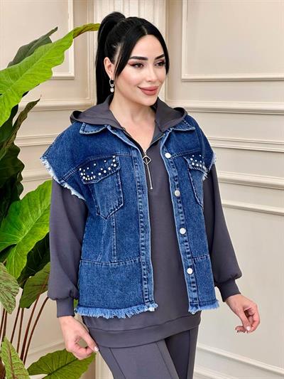 Kot Yelekli 3 Lü Takım 7190 t-24 Gri
