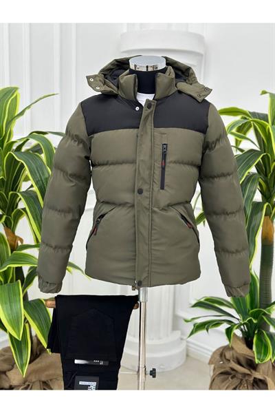 KRT Çift Renk Şişme Mont 1235 Haki