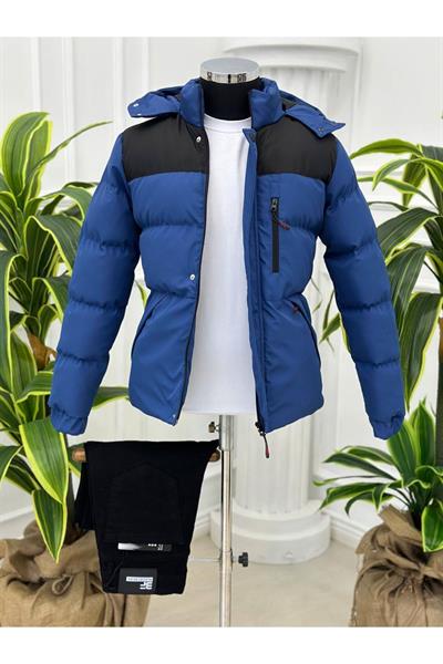 KRT Çift Renk Şişme Mont 1235 Mavi