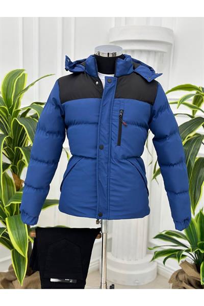 KRT Çift Renk Şişme Mont 1235 Mavi