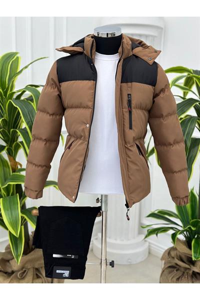 KRT Çift Renk Şişme Mont 1235 Taba