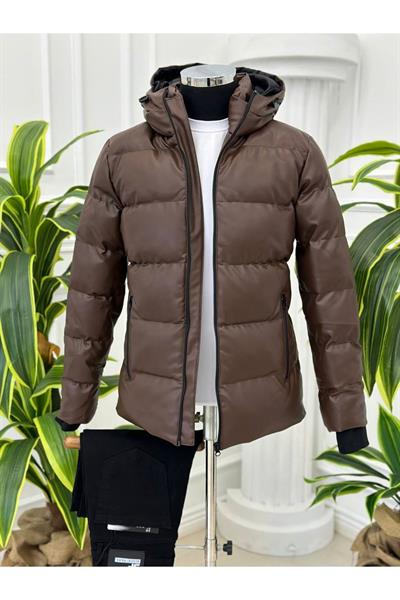 KRT Deri Şişme Mont 1234 Kahverengi