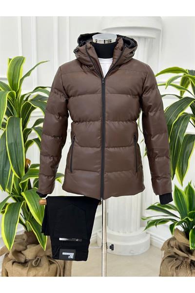 KRT Deri Şişme Mont 1234 Kahverengi