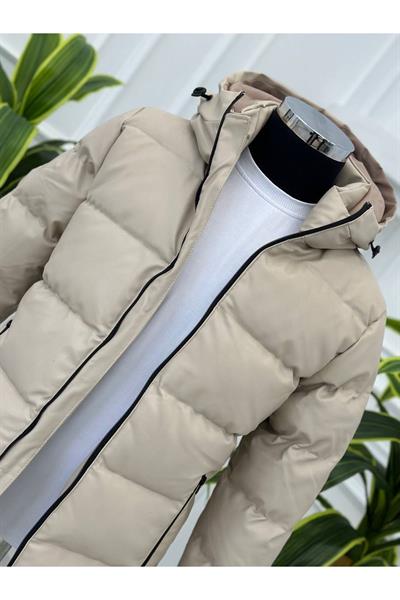 KRT Deri Şişme Mont 1234 Krem