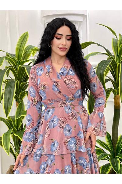 Kruvaze Kat Kat Şifon Elbise 3288 Purdra