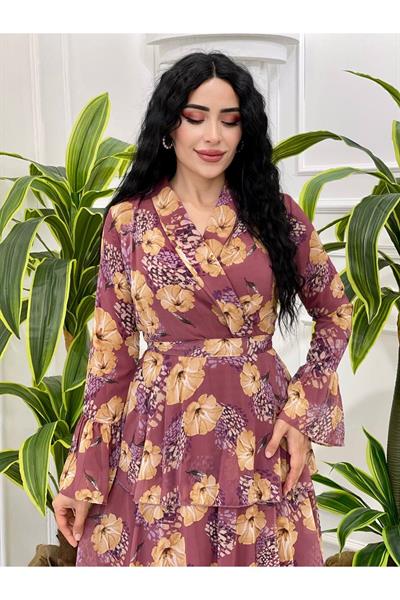 Kruvaze Kat Kat Şifon Elbise 3288 Rose